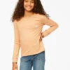 BILLABONG Girls' Welcome To California Long Sleeve Boyfriend T-Shirt SANDSTONE