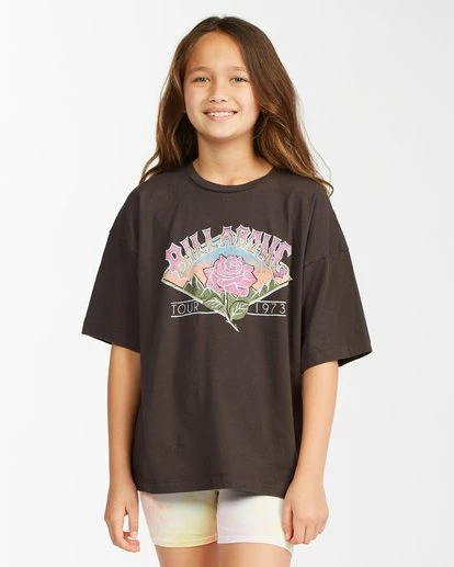BILLABONG Girls' A Rose Is A Rose Boyfriend T-Shirt OFF BLACK 1 BILLABONG Girls' A Rose Is A Rose Boyfriend T-Shirt OFF BLACK