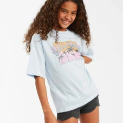 BILLABONG Girls' Billabong Palm Boyfriend T-Shirt RAIN DROP