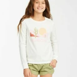 BILLABONG Girls' Follow Your Heart Long Sleeve T-Shirt SALT CRYSTAL