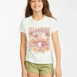BILLABONG Girls' After Sunset Graphic Boyfriend T-Shirt SALT CRYSTAL