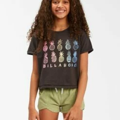 BILLABONG Girls' Pineapple Party Beach Street T-Shirt OFF BLACK