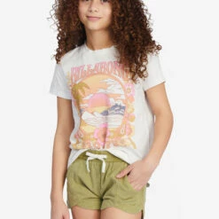 BILLABONG Girls' Mad For You Elastic Waist Shorts LIGHT CHAMBRAY 12 BILLABONG Girls' Mad For You Elastic Waist Shorts LIGHT CHAMBRAY -girls Sales Store g203jmad billabongw avo frt1