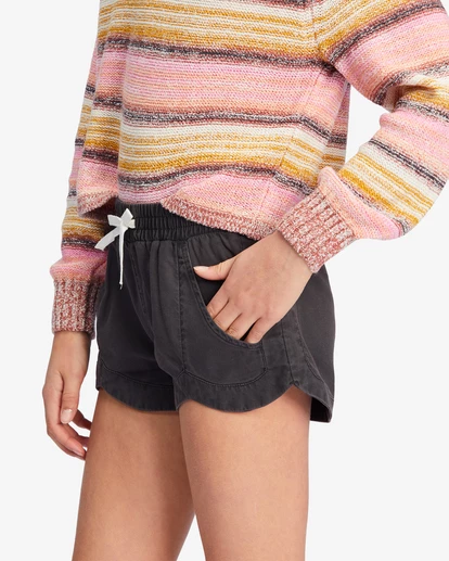 BILLABONG Girls' Mad For You Elastic Waist Shorts LIGHT CHAMBRAY 9 BILLABONG Girls' Mad For You Elastic Waist Shorts LIGHT CHAMBRAY - Image 9