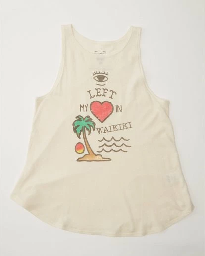 BILLABONG Girls' Waikiki Eye Left Tank Top WHITE CAP 1 BILLABONG Girls' Waikiki Eye Left Tank Top WHITE CAP