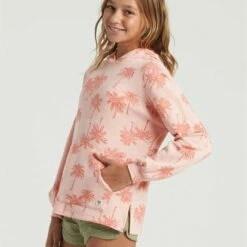 BILLABONG Girls' Palms Forever Sweatshirt PEACHY -girls Sales Store g6033bpa billabongw pcy frt2