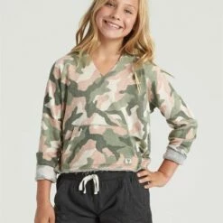 BILLABONG Girls' Camp Day Sweatshirt ARMY CAMO