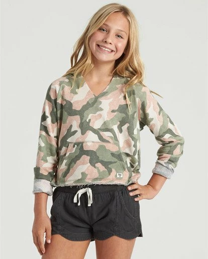 BILLABONG Girls' Camp Day Sweatshirt ARMY CAMO 1 BILLABONG Girls' Camp Day Sweatshirt ARMY CAMO