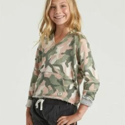 BILLABONG Girls' Camp Day Sweatshirt ARMY CAMO 5 BILLABONG Girls' Camp Day Sweatshirt ARMY CAMO -girls Sales Store g6043bca billabongw acm frt2