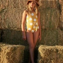 BILLABONG Girls' 4Ever Sun One Piece Swim BRIGHT GOLD