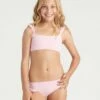 BILLABONG Girls' Warm Days Ruffle Tri Bikini Set ROSE DAWN