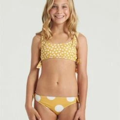 BILLABONG Girls' 4Ever Sun Hankie Tie Bikini Set BRIGHT GOLD