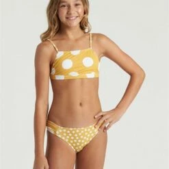 BILLABONG Girls' 4Ever Sun Tank Bikini Set BRIGHT GOLD
