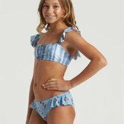 BILLABONG Girls' In A Wave Ruffle Bikini Set SURF BLUE -girls Sales Store y2093bin billabongw srf frt2