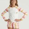BILLABONG Girls' So Stoked Long Sleeve Rashguard SALT CRYSTAL