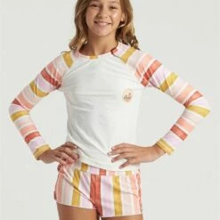 BILLABONG Girls' So Stoked Long Sleeve Rashguard SALT CRYSTAL
